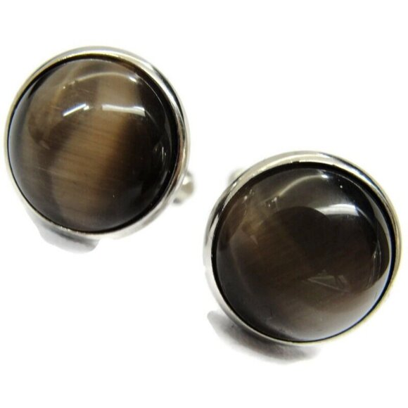 BachRach Silver Tone Cufflinks Round In Original Box - Picture 2 of 16